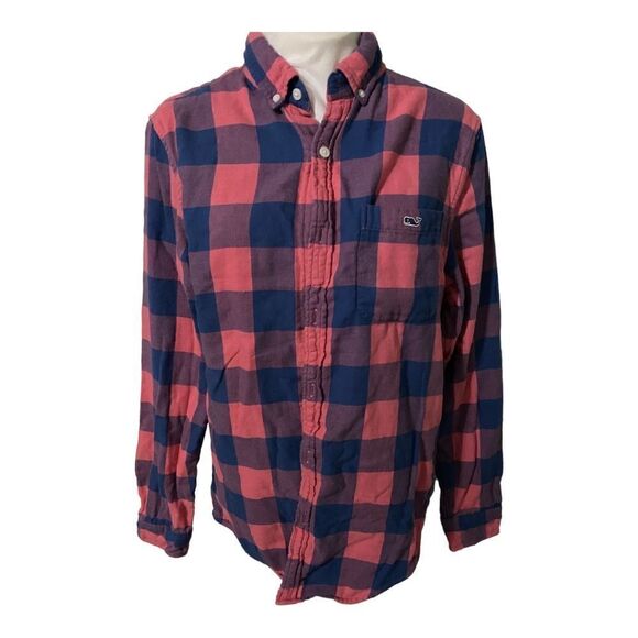 Vineyard Vines | Pink Blue Button Down Swan Neck Slim Tucker Shirt | S - Picture 7 of 8